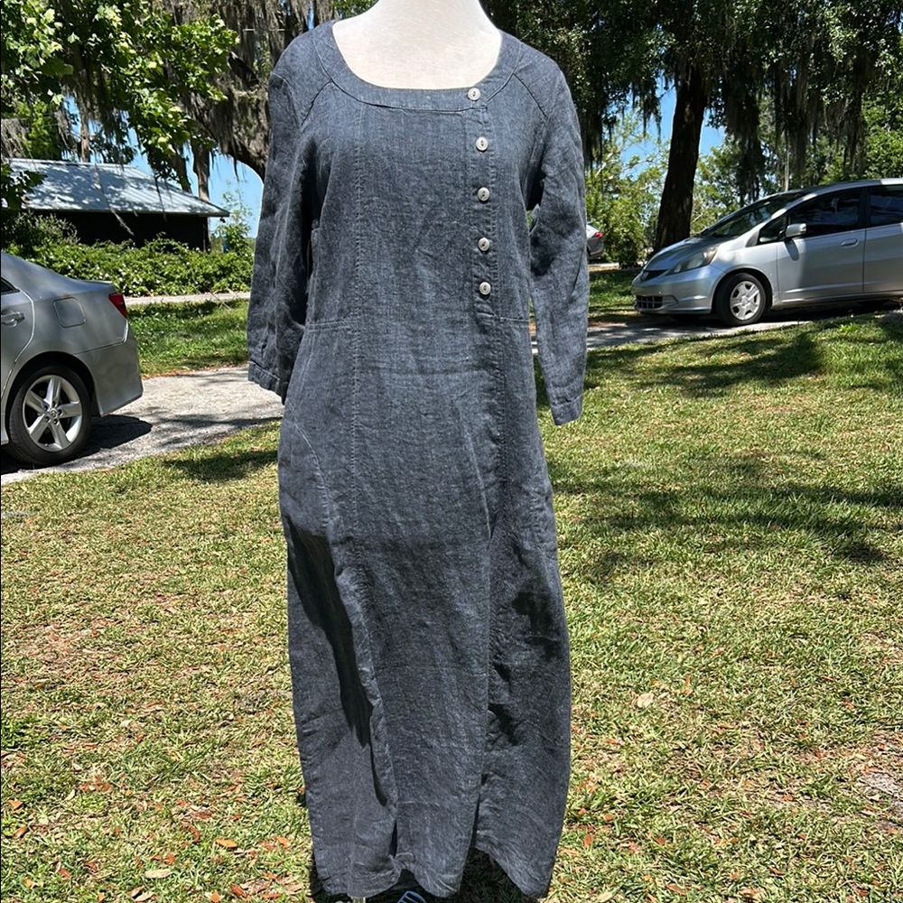 Blue Casual 3/4 Sleeve Scoop Neck Dress